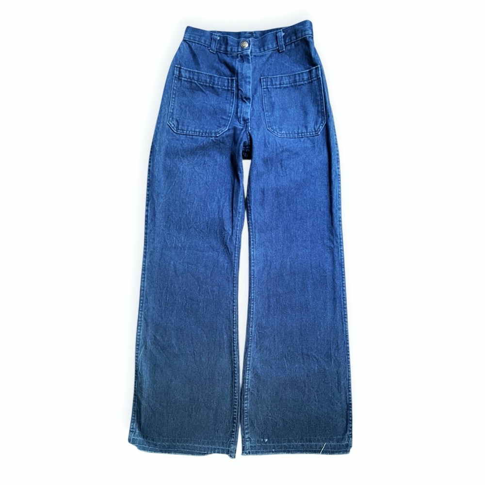 RARE Vintage Womens Navdungaree Navy Denim Jeans Raw Hem, 26"